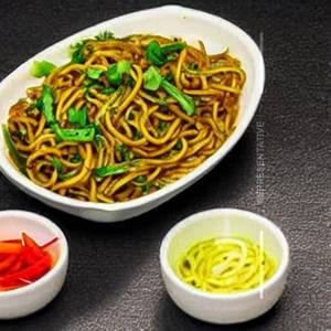 Panner mushroom green chillil noodless