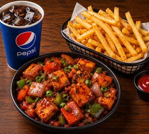 Chilli Paneer & Crispy Fries Box with Pepsi [400 Ml]