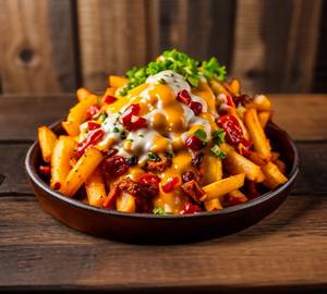 Heavenly special cheesy veggies loaded fries
