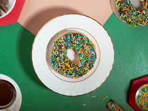 Chocolate Iced Glazed Sprinkle Doughnut