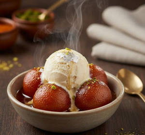 Gulab Jamun With Ice Cream