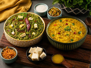 Plain Dal Khichdi + Palak Paneer Khichdi Combo