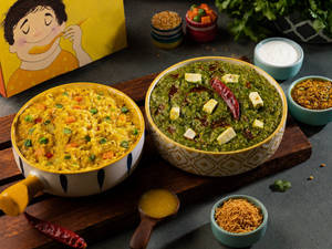 Simple Vegetable Khichdi + Palak Paneer Khichdi Combo