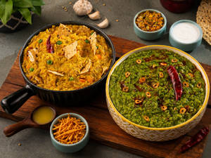 Rajasthani Dal Papad Khichdi + Butter Garlic Palak Khichdi Combo