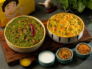 Simple Vegetable Khichdi + Butter Garlic Palak Khichdi Combo
