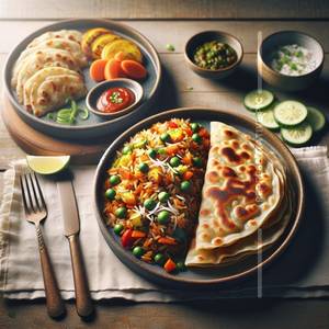 1 Veg Fried Rice + 1 Aloo Paratha               