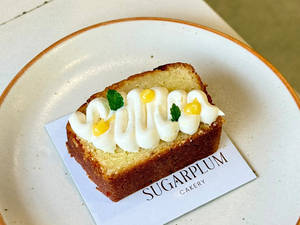 Lemon Cake Slice With Mascarpone Cream