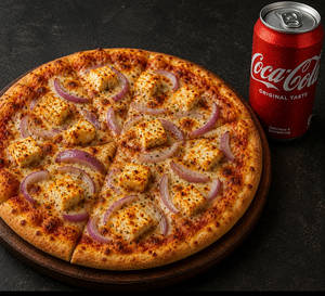 Onion & Paneer Pizza With Makhni Sauce+pepsi Can@40