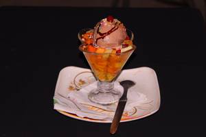 Fruit Salad With Chocolate Ice Cream