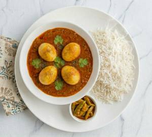 Egg Curry With Plain Rice