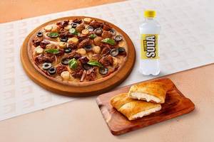 Non-Veg Thin Crust Pizza, Garlic Bread & Beverage Combo