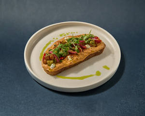 Red Pepper Hummus Toast
