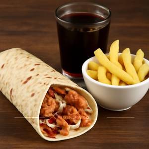 Crispy Chicken Shawarma (Rumali) + Fries (Mini) + Colddrink