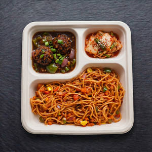Veg Manchurian With Veg Schezwan Noodles & Kimchi Salad