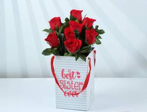 Red Roses Floral Box For Sister