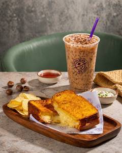 Iced Hazelnut Latte & L.a. Chicken Ham & Cheese Melt Sandwich