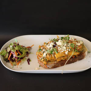 Roasted Veggies And Feta Open Toast