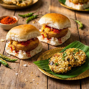 Mumbai Vadapav(2pcs) +sabudana Vada(1 Plate)