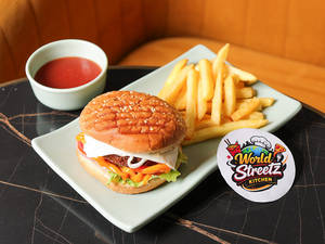 Cheesy Veg Burger (with Fries)