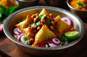 Paneer Samosa with Choley