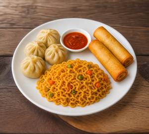 Soft & Juicy Steamed Momo's (4 Pcs) /Spring Roll / Maggie