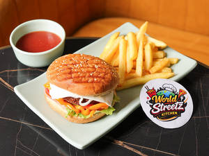 Cheesy Chicken Burg (with Fries)