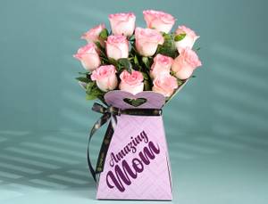 Pink Roses In Amazing Mom Floral Box