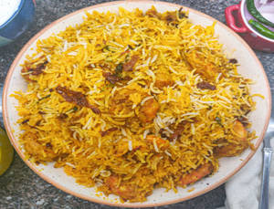 Hyderabadi Prawns Fry Biryani