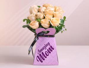 Peach Roses In  Amazing Mom Box