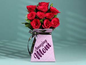 Red Roses In Amazing Mom Box