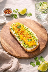 Avocado And Mango Tenkasu Toast