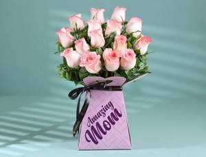 Elegant Pink Roses In Amazing Mom Floral Box