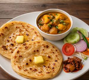 2 Butter Roti With Sabji Of The Day + Salad + Aachar
