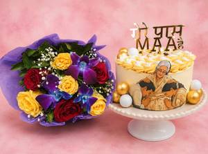 MERE PASS MAA HE Fruit punch cake with Bouquet