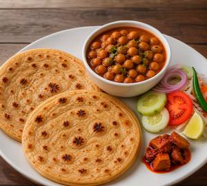 Chola + 2 Plain Paratha + Salad + Aachaar