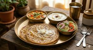 Aaloo Paratha Butter 2pc+Seasonal Sabji + Dahi + Salad