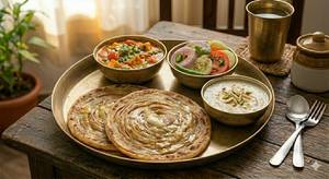 Lacha Paratha 2pc+Kheer Paneer Masala+Salad
