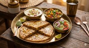 Paneer Paratha 2pc+kheer+salad+ Seasonal Sabji