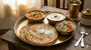 Sattu Paratha Butter 2pc+Seasonal Sabji + Dahi + Salad