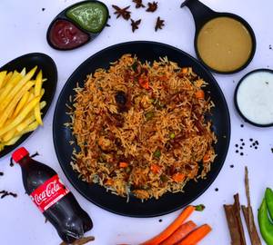 Classic Dum Veg. Biryani + French Fries + 250 Ml Coke