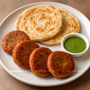 Chicken Shami Kabab 4 Pcs with 2 Paratha