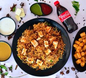 Signature Paneer Biryani + Garlic Shots + 250 Ml Coke