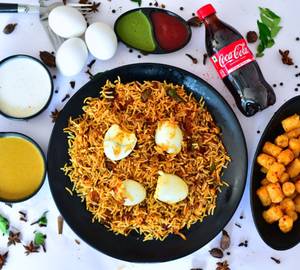Dum Egg Biryani + Garlic Shots + 250 Ml Coke