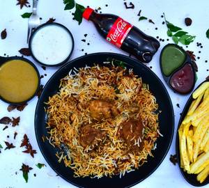 Dum Chicken Biryani + French Fries + 250 Ml Coke