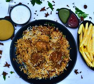 Dum Chicken Biryani + French Fries