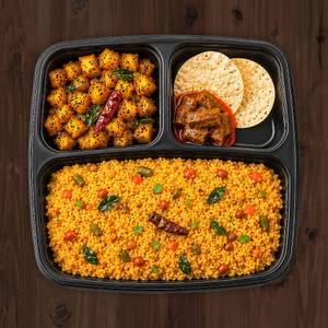 Sambhar Rice + Potato Fry + Pickle + Pappad