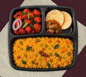 Sambhar Rice + Chicken 65 + Pickle + Pappad