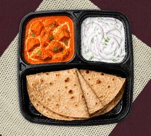 3 Chapathi + Butter Chicken + Onion Raita