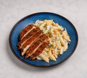 Herbed Creamy Penne With Crispy Chicken 