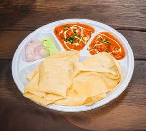 Butter Gravy Soya Chaap With 2 Rumali Roti + Mint Sauce + Onions